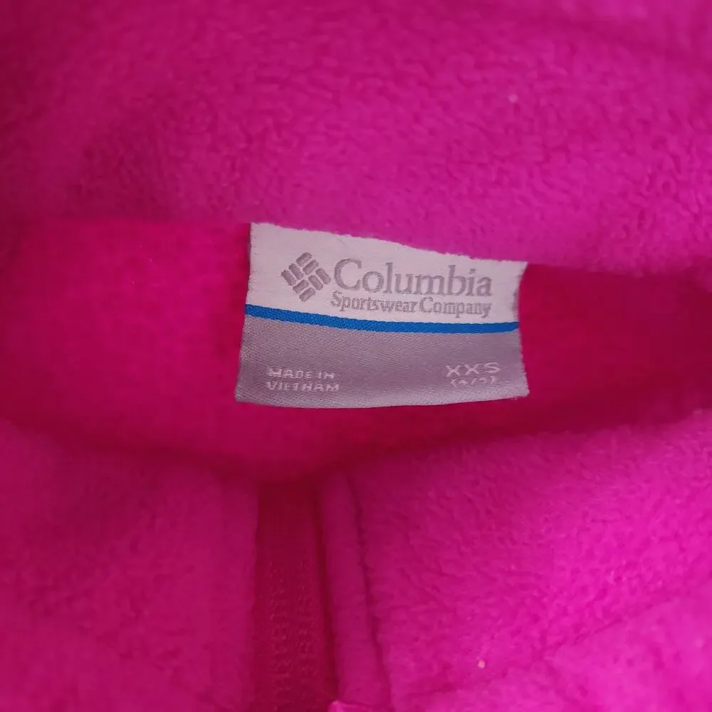 Columbia Fleece Zip Up Jacket Girls XXS Size 4-5 Hot Pink